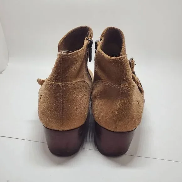 Frye Women's Ray Brown Suede Ankle Triple Buckle Booties 8M - Picture 4 of 12